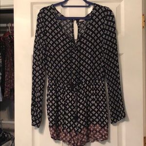 Navy blue pattern romper